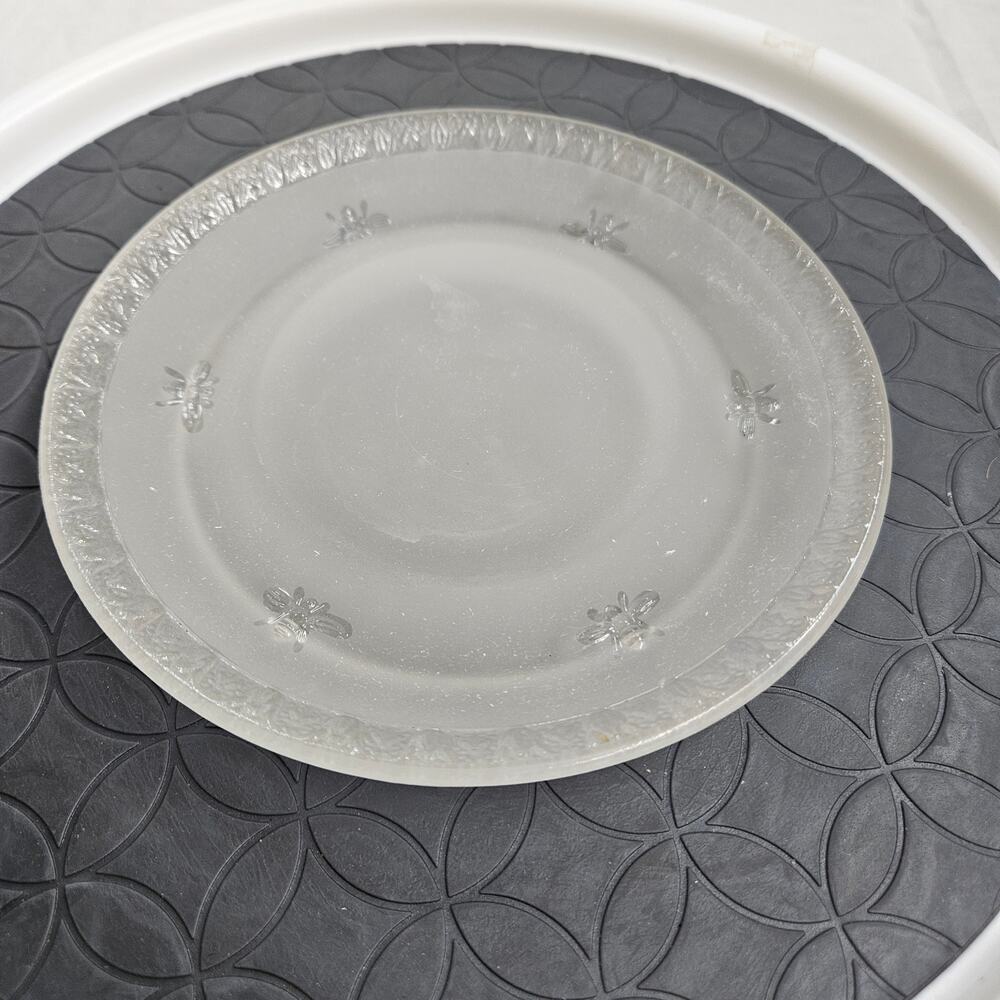 Vintage Decretive Pillar Candle Plate, Frosted Bee Theme